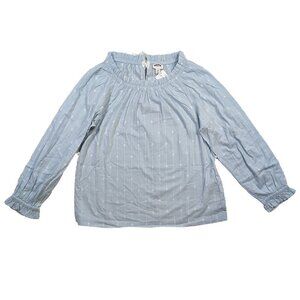 J Crew Light Blue Smock Neck Long Sleeve Blouse Size XS - NWT